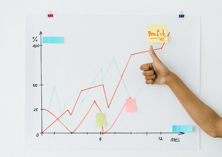 hand-with-the-thumbs-up-sign In front of a profit chart
