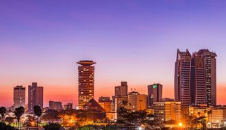 Nairobi City, Kenya skyline at dusk
