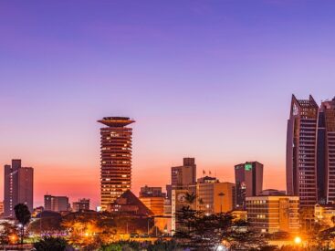 Nairobi City, Kenya skyline at dusk