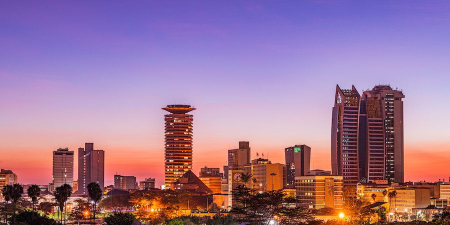 Nairobi City, Kenya skyline at dusk