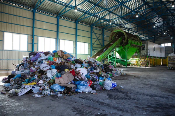 Waste treatment plant depot, preparing it for separation. Waste disposal, management, reuse, recycle and recovery