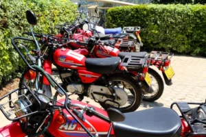 parked-red-motorcycles bodaboda business in kenya